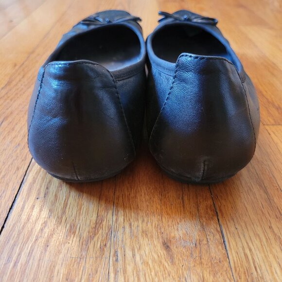 Vionic MINNA Black Leather Ballet Flats 8M‎ Bow Comfort - Picture 3 of 10